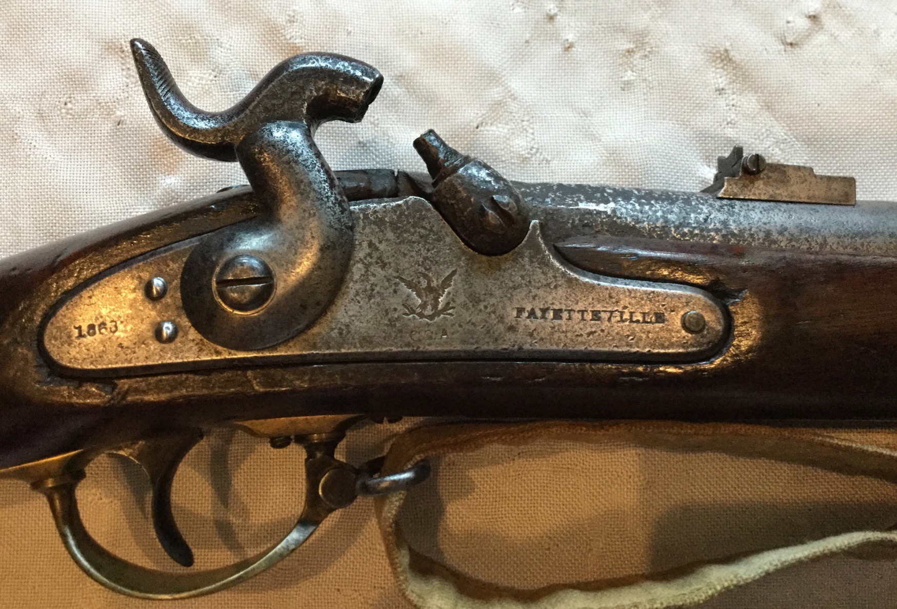 1863 Fayetteville Rifle Lock Plate, Full Cocked